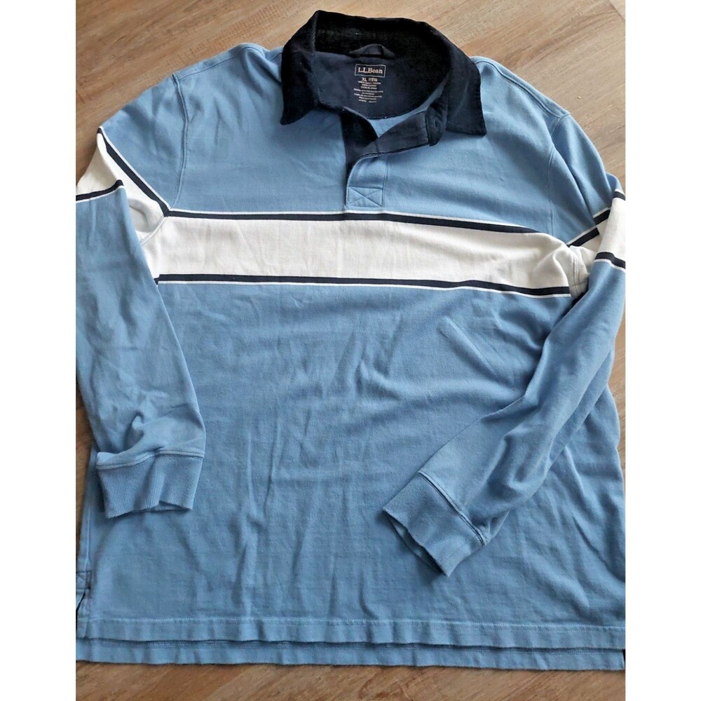 LLBean Long Sleeve Knit Top Size XL Blue White Stripe